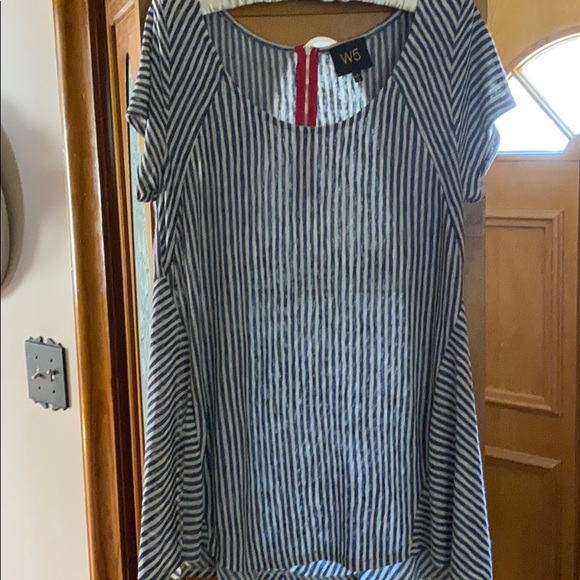W5 Tops - W5 Short Sleeve Long Top with Back Zipper